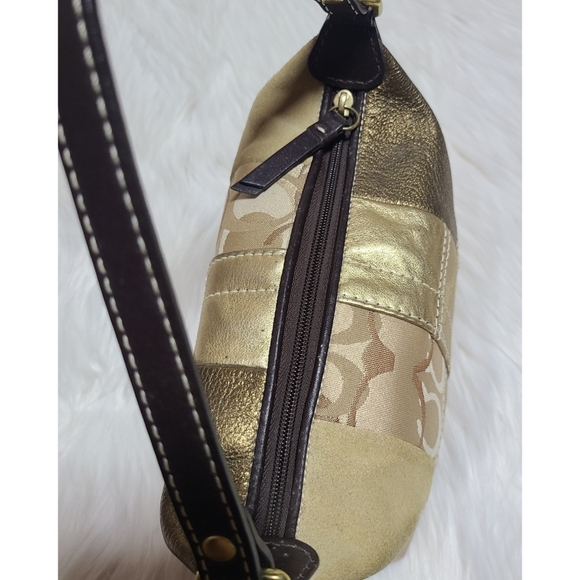 Coach|Gold Canvas & Suede Patchwork Mini Bag - Picture 12 of 13